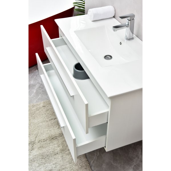 Kylpyhuonekalusteet Trend Medium - valkoinen + 2.00 x Kylpyhuoneen koukku Kylpyhuonekalusteet Trend Medium - valkoinen + 2.00 x Kylpyhuoneen koukku