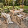 Runde Essgruppe f�r den Au�enbereich, 4 St�hle, Holzverbundwerkstoff - L�ken�s