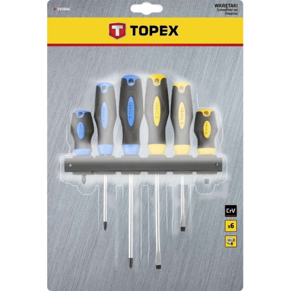 Skruvmejselsats, 6 delar (gul & bl)