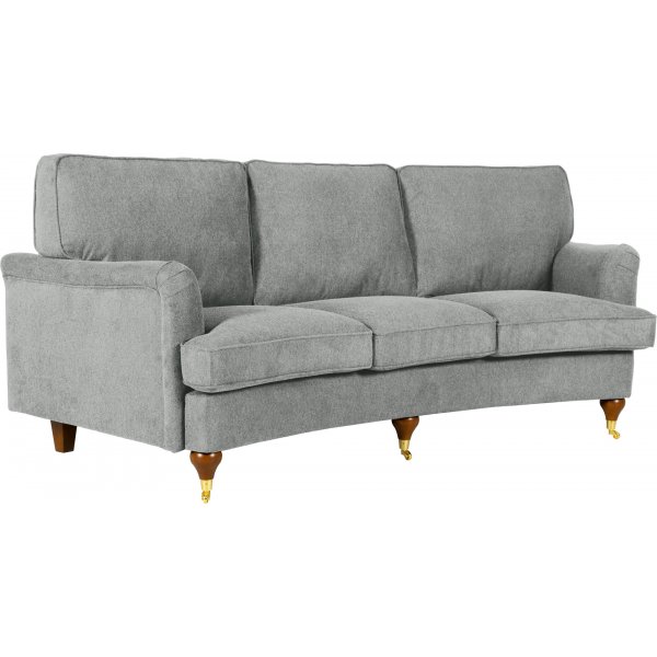 Howard 3-sits soffa - Gr�, 225 cm bred med valn�tsf�rgade ben & hjul