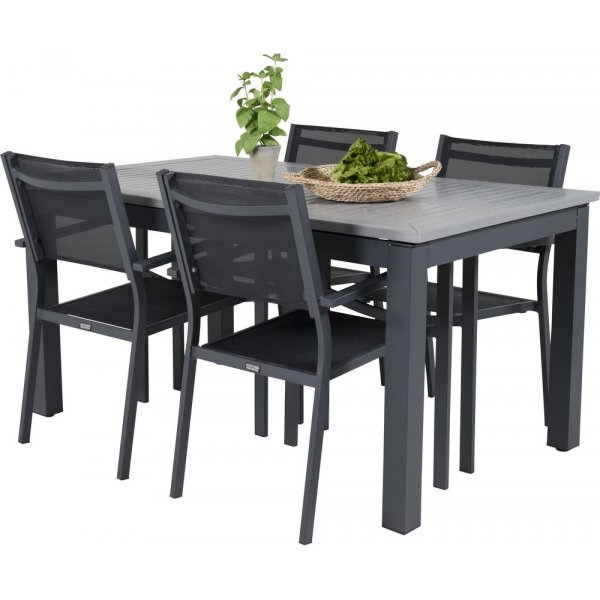 Ekenäs Spisegruppe (152x90) - Sort/Grå - 4 Stole Ekenäs Spisegruppe (152x90) - Sort/Grå - 4 Stole