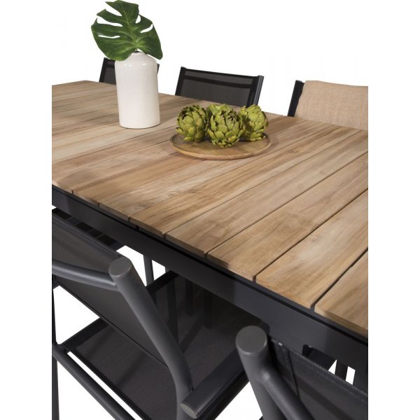 Maglehem Matgrupp (160x90) - Svart/Natur - 8 Stolar