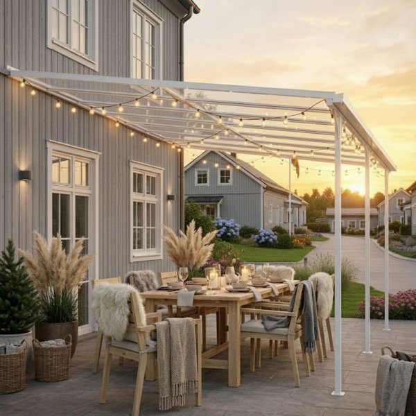 Altantak 5,6x2,5 m vit aluminium UV-skyddad kanalplast Altantak 5,6x2,5 m vit aluminium UV-skyddad kanalplast