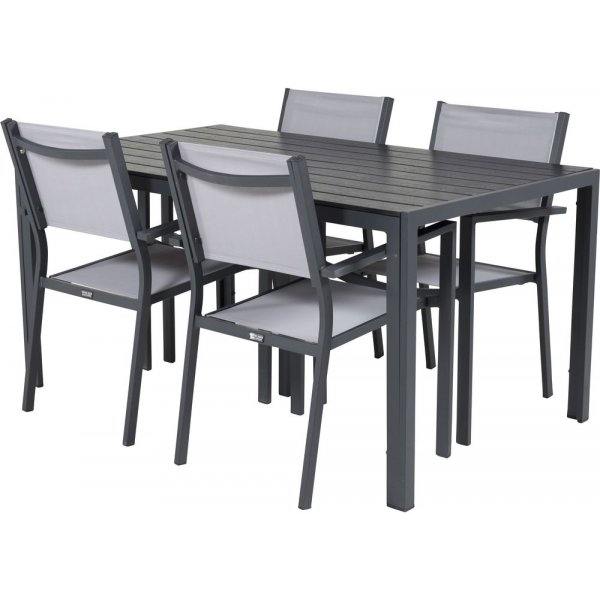 Ervalla Matgrupp (150x90) - Svart - 4 Stolar