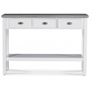 Hugo avlastningsbord med 3 l�dor - Vit / Cement