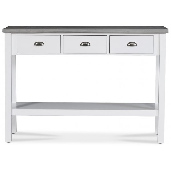 Hugo avlastningsbord med 3 l�dor - Vit / Cement