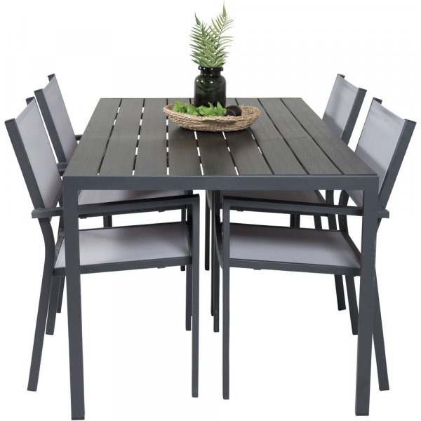 Ervalla Matgrupp (150x90) - Svart - 4 Stolar