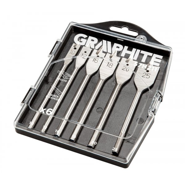 Platt trborr 10-25 mm, 6 delar - GRAPHITE