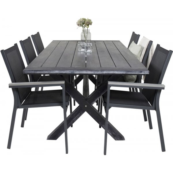 Ramsj� Spisegruppe (200x100) - Sort - 6 Stole