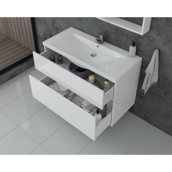 Badrumsmöbler Instinct 80 - Vitt/Svart med spegelskåp Badrumsmöbler Instinct 80 - Vitt/Svart med spegelskåp