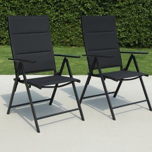 svart vadderad positionsstol utomhus - hopfällbar trädgårdsstol