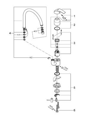 Grohe Diskl�dsblandare ettgrepp, DN 15 Eurosmart 33202