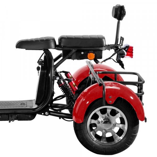 Trehjulet Elscooter - Rød 2000W + Låse kæde Trehjulet Elscooter - Rød 2000W + Låse kæde