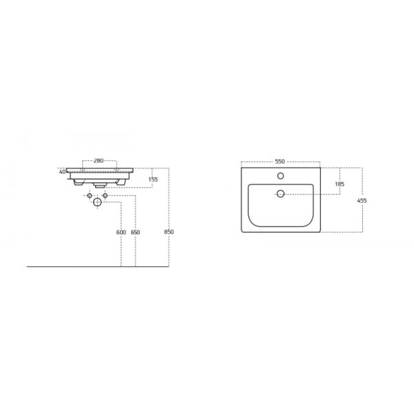 Møbelpakke Instinct 65 - Hvid/sort med spejl og sideskab Møbelpakke Instinct 65 - Hvid/sort med spejl og sideskab