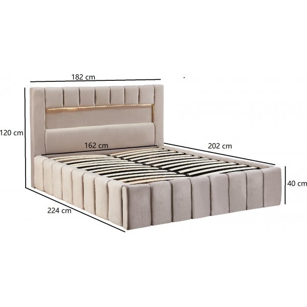 S�ngram med led-belysning 160x200 cm