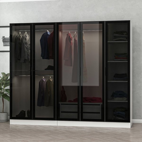 Cavolo garderob 225x52x210 cm - Vit/svart