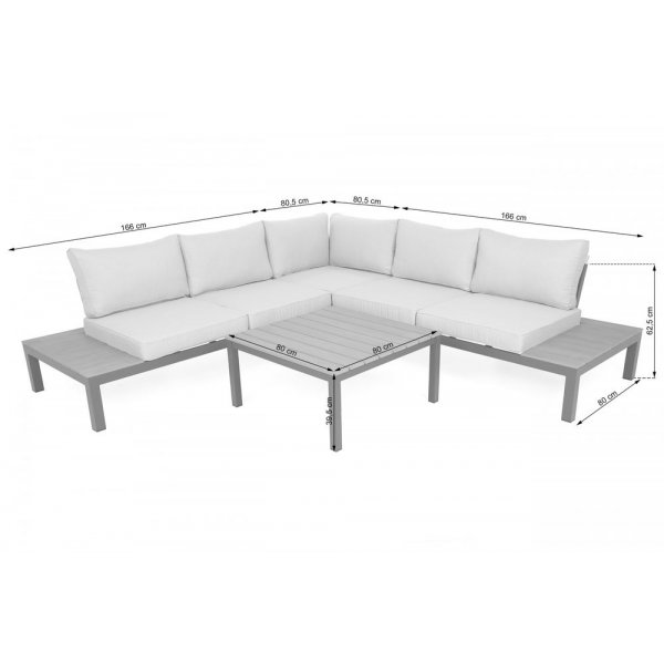 H�rnsoffa Burgos med bord - Gr�/ljusgr�