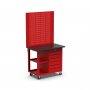 Arbetsvagn med pegboard och 6 l�dor | Kallvalsat st�l | 100x60x191 cm | R�d