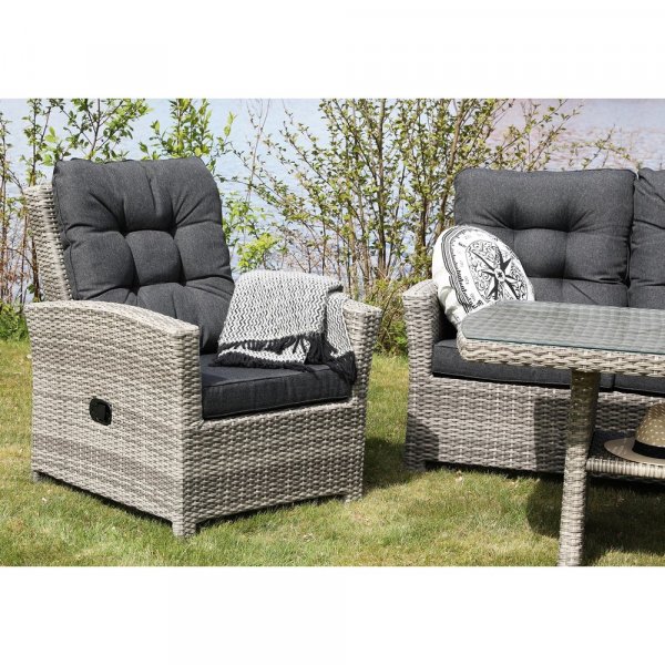 Orlando udendørs møbelsæt høj ryg justerbar - Grå Orlando udendørs møbelsæt høj ryg justerbar - Grå