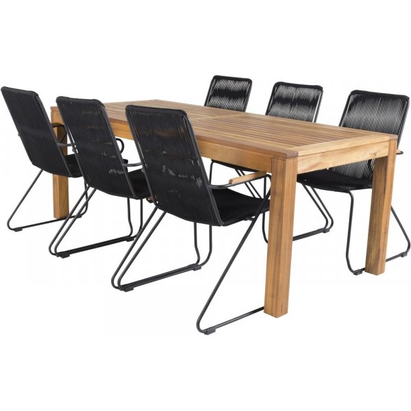 Lekvall Matgrupp (200x90) - Svart/Natur - 6 Stolar Lekvall Matgrupp (200x90) - Svart/Natur - 6 Stolar