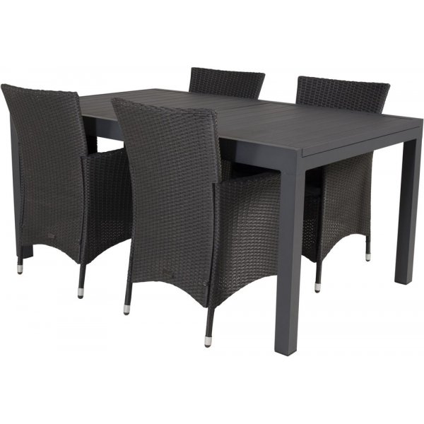 Holma Matgrupp (160x100) - Svart - 4 Stolar