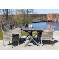 Scottsdale utematgrupp med 4 st fåtöljer och matbord 150 cm - Grå Scottsdale utematgrupp med 4 st fåtöljer och matbord 150 cm - Grå