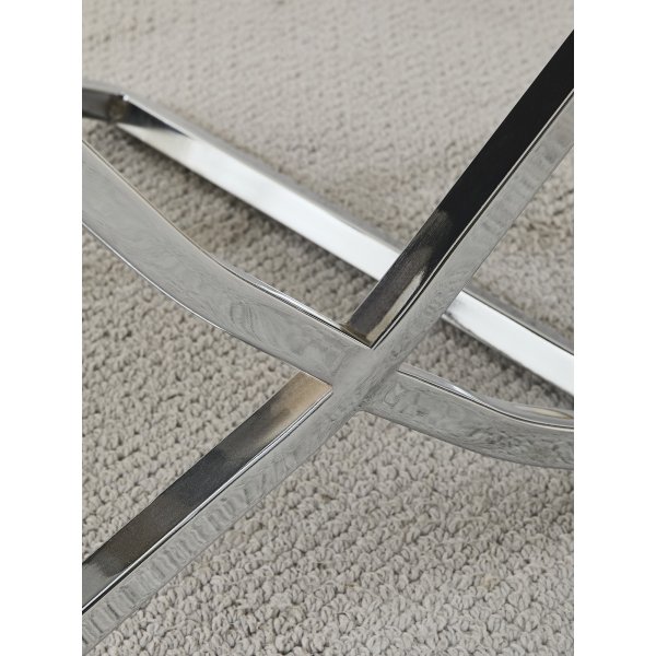 Stol med kromade ben - beige sammet - Luxury