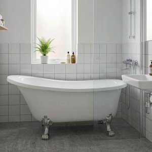 Fritst�ende Kapolei badekar med klofod 170 � 75 cm
