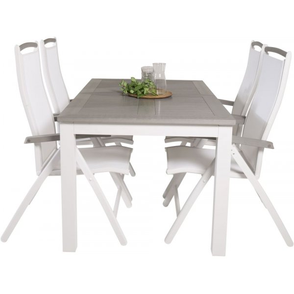 Ekens Matgrupp (160x90) - Vit/Gr - 4 Stolar