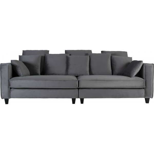 Sofa 250 cm bred mørkegrå fløjl 114 cm dyb Sofa 250 cm bred mørkegrå fløjl 114 cm dyb