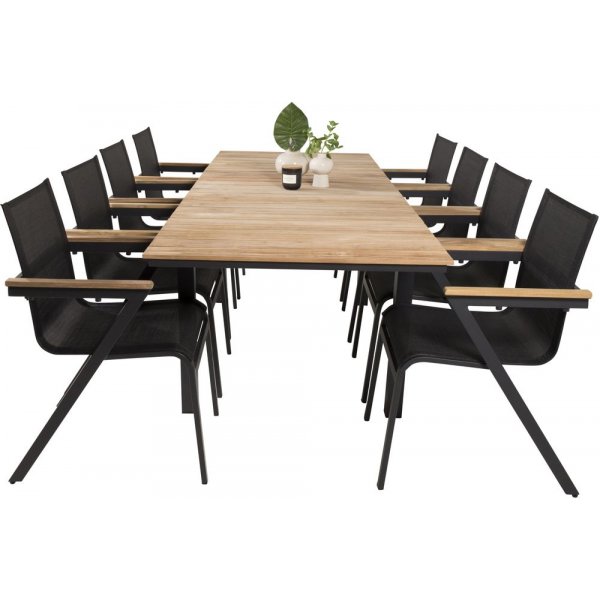 Maglehem Matgrupp (160x90) - Svart/Natur - 8 Stolar Maglehem Matgrupp (160x90) - Svart/Natur - 8 Stolar