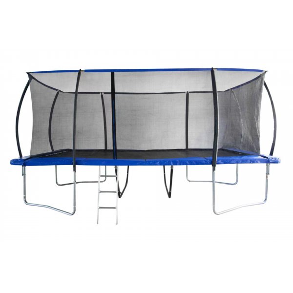 Rektangul�r studsmatta med skyddsn�t - Bl� utomhuslek