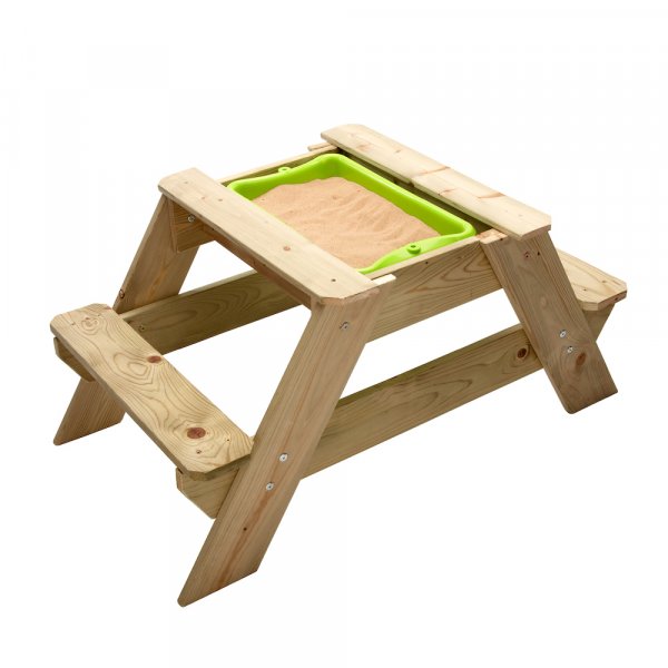 Liten picknickbnk med sandlda