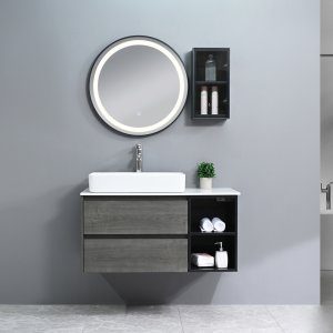 Badrumsm&ouml;bler Dove - Gr&aring; tr&auml; + Toalettpappersh&aring;llare