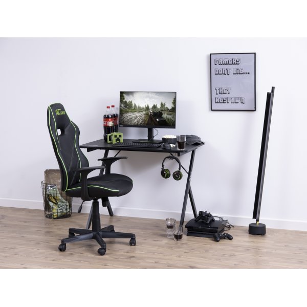 Vayne svart spelstol med gr�na detaljer