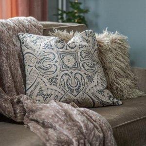 Manja kuddfodral 50 x 50 cm - Beige/M�rkbl�