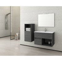 Badrumsmöbler Sorrento 75 - Grafitfärgat med spegel- & sidoskåp