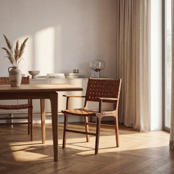 Karmstol Läder Konjak/Teak - Porto Large Karmstol Läder Konjak/Teak - Porto Large
