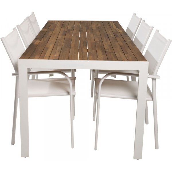Balsj� Matgrupp (205x90) - Vit/Natur - 6 Stolar