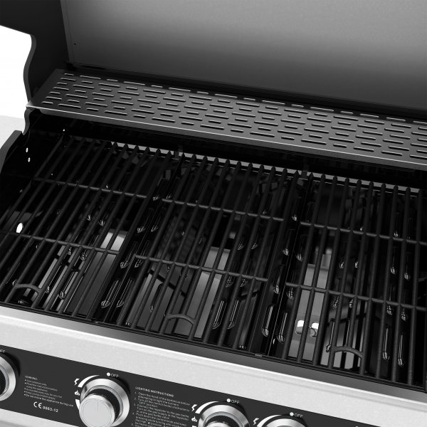 Rostfri gasolgrill med sidobr�nnare | Lock med glasf�nster | Kansas