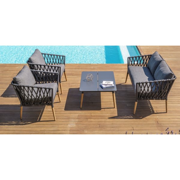 Lifestyle Garden Gartengruppe Ipanema mit Sofa, 2 Sesseln und Couchtisch - Grau / Teak / Olefin Lifestyle Garden Gartengruppe Ipanema mit Sofa, 2 Sesseln und Couchtisch - Grau / Teak / Olefin
