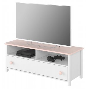 Stephany TV-b�nk - Vit/rosa