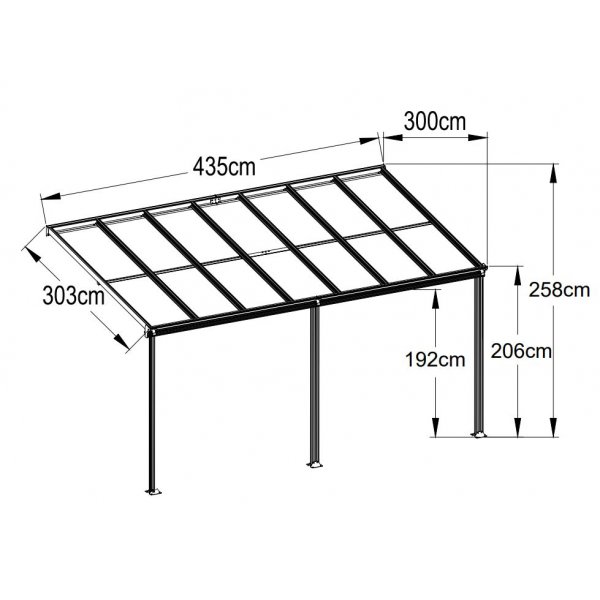 Balkondach Jim - Grau - 300 x 435 cm Balkondach Jim - Grau - 300 x 435 cm