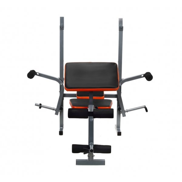 Trningsbnk med skivstngsstllning & hantelkudde