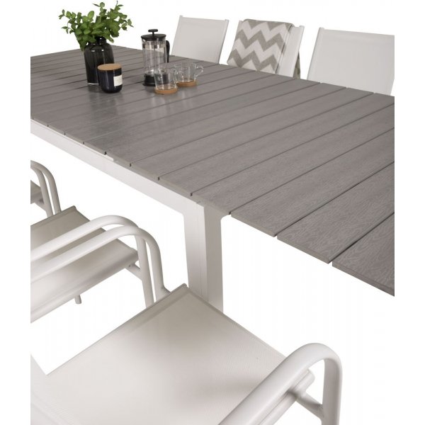 Pr�ssebo Matgrupp (160x100) - Vit/Gr� - 8 Stolar