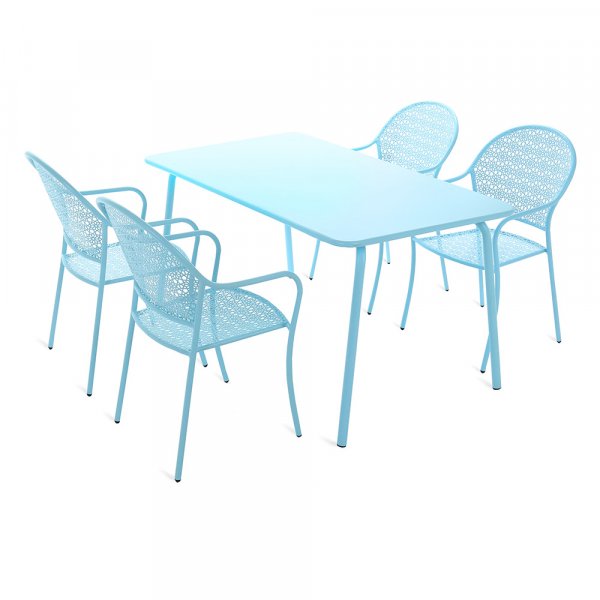 Matgrupp Maja 140 cm - blå, inkl. 4 stolar Matgrupp Maja 140 cm - blå, inkl. 4 stolar