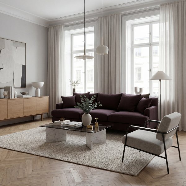 Soffa Dalton 225 cm - M�rkbrun l�derimitation