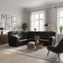H�rnsoffa svart konstl�der 5-sits - Peking