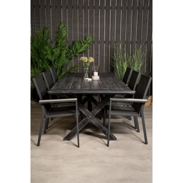 Ramsj� Spisegruppe (200x100) - Sort - 6 Stole