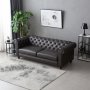 Soffa chesterfield 3-sits 219 cm - mörkbrun PU Soffa chesterfield 3-sits 219 cm - mörkbrun PU